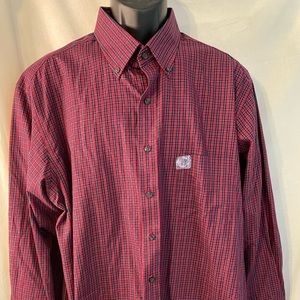 Club Room Button Up Long Sleeve Shirt Mens 17.5/32-33 Red W/ Black Plaid W/ Tags